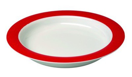 Plato pequeño blanco / rojo