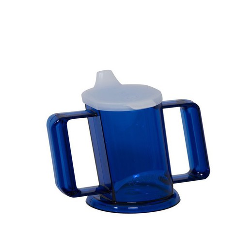 Taza handycup con tapa. Azul