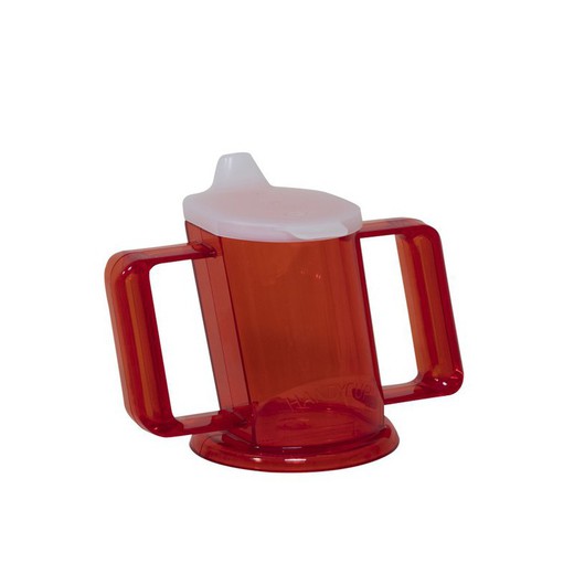 Taza handycup con tapa. Rojo