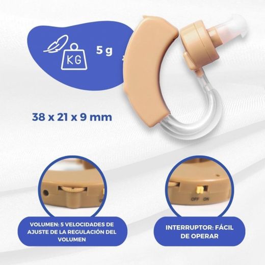 Amplificador de sonido 5 niveles de volumen, Adaptable, EarPlus 2