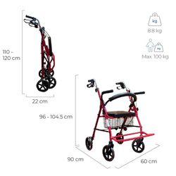 Andador 4 ruedas  de aluminio con asiento, respaldo y resposapies.Colón