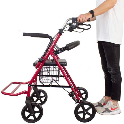 Andador 4 ruedas  de aluminio con asiento, respaldo y resposapies.Colón