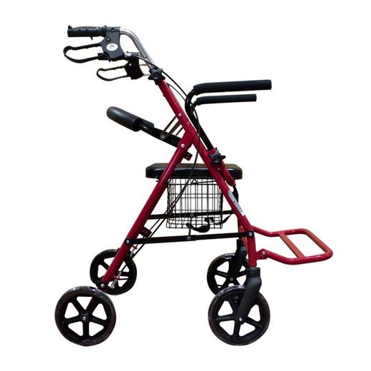 Andador 4 ruedas  de aluminio con asiento, respaldo y resposapies.Colón