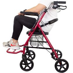 Andador 4 ruedas  de aluminio con asiento, respaldo y resposapies.Colón