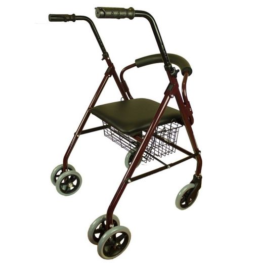 Andador, caminador de aluminio plegable con asiento y cesta Prado