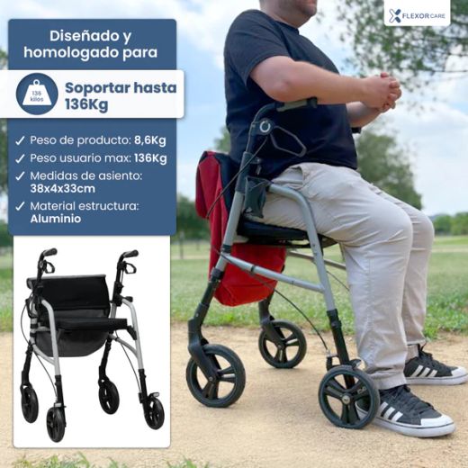 Andador Rollator, con Bolsa para la Compra F1