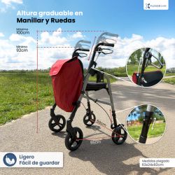 Andador Rollator, con Bolsa para la Compra F1