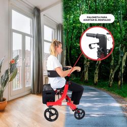 Andador de cuatro ruedas, Plegable, Asiento y respaldo, Cesta delantera  Invicto X1