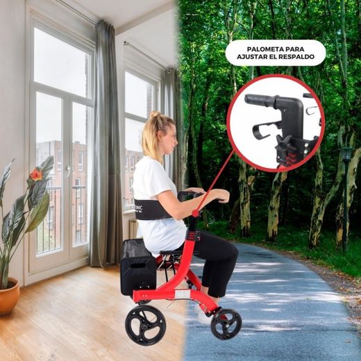 Andador de cuatro ruedas, Plegable, Asiento y respaldo, Cesta delantera  Invicto X1