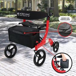 Andador de cuatro ruedas, Plegable, Asiento y respaldo, Cesta delantera  Invicto X1