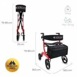 Andador de cuatro ruedas, Plegable, Asiento y respaldo, Cesta delantera  Invicto X1