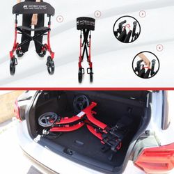 Andador de cuatro ruedas, Plegable, Asiento y respaldo, Cesta delantera  Invicto X1