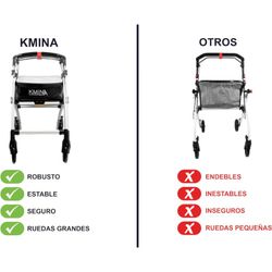 Andador estrecho kmina, para casa y exterior con bandeja