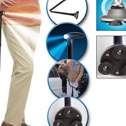 Bastón plegable con luz y base ancha