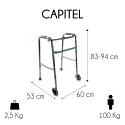 Caminador de aluminio plegable con ruedas, regulable en altura capitel