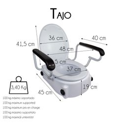 Elevador WC ,Con tapa ,Adaptable ,Regulable, Inclinable ,Reposabrazos abatibles