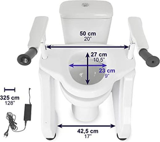 Elevador WC Eléctrico (150 kg), Alzador Inodoro con Apoyabrazos  KMINA
