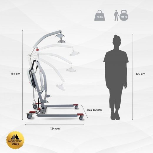 Grúa eléctrica con Arnés de regalo, ajustable para 135 kg