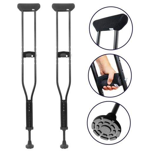 Muletas axilares, kmina, de aluminio acolchadas, el par