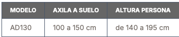 Muletas axilares plegables universales (3 tallas en 1)