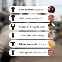 Pistola Profesional de masaje muscular de 6 cabezales.