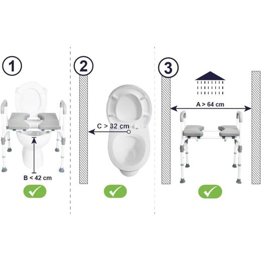 Silla de ducha, con orinal, y silla de wc ajustable kmina