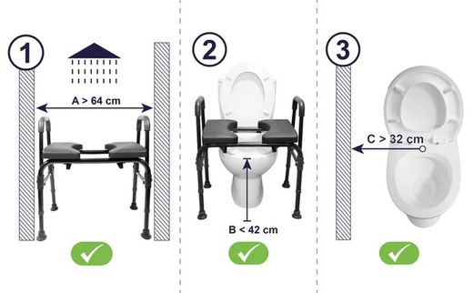 Silla de ducha, con orinal, y silla de wc ajustable kmina