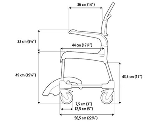 SILLA DE DUCHA Y WC "CLEAN" ABERTURA DELANT. 49 CM