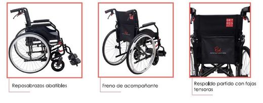Silla de ruedas aluminio frenos acompañante,Latina Compact Red
