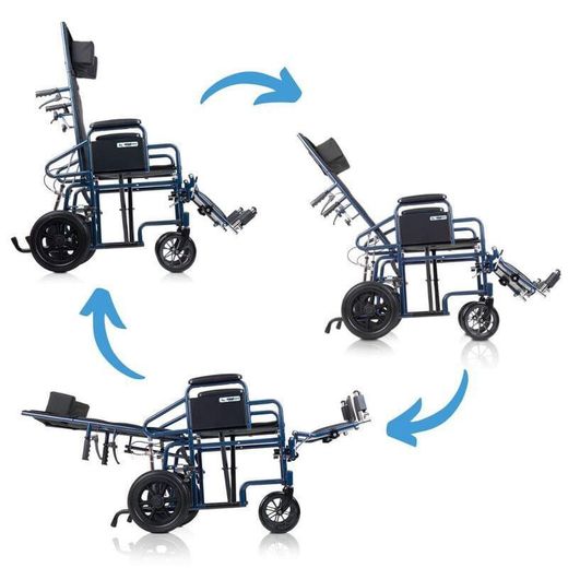 Silla de ruedas de acero plegable con respaldo reclinable PC 15/151