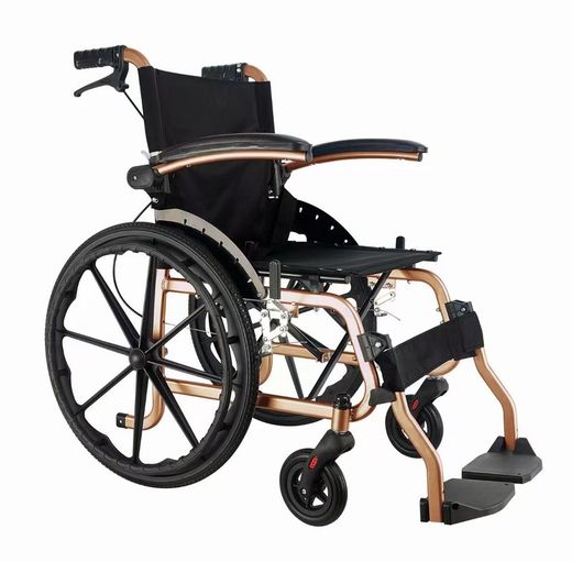 Silla de ruedas de aluminio ligera con tubo plano autopropulsable