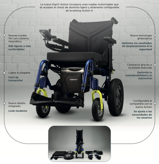 Silla de ruedas eléctrica plegable de aluminio Esprit Action de Invacare