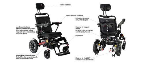 Silla de ruedas eléctrica plegable R550 (Respaldo reclinable)