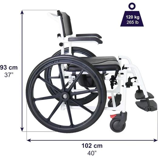 Silla de Ruedas para Ducha Autopropulsable con Inodoro de kmina