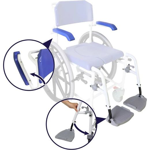 Silla de Ruedas para Ducha Autopropulsable con Inodoro de kmina