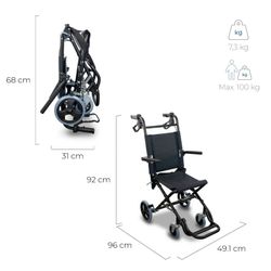 Silla de ruedas para tránsito Plegable de Aluminio negro Saturno