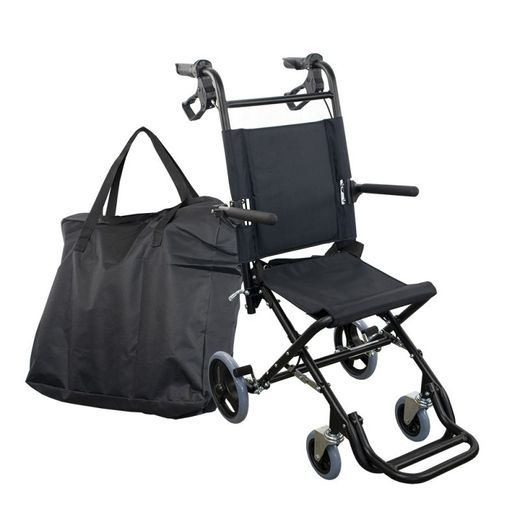 Silla de ruedas para tránsito Plegable de Aluminio negro Saturno