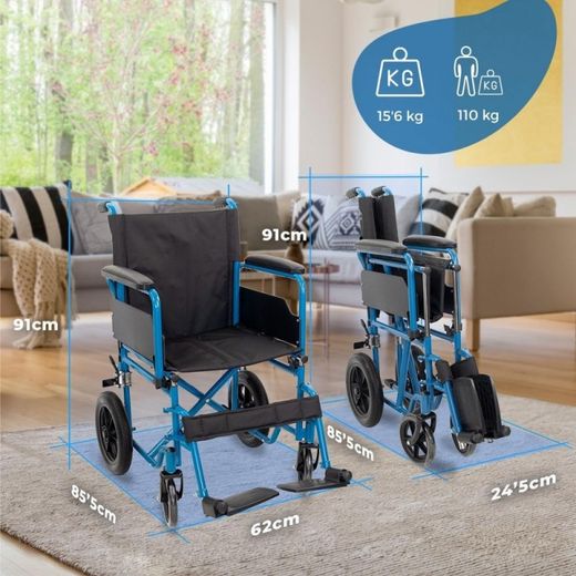 Silla de ruedas plebale, ruedas traseras Extraibles, Marsella