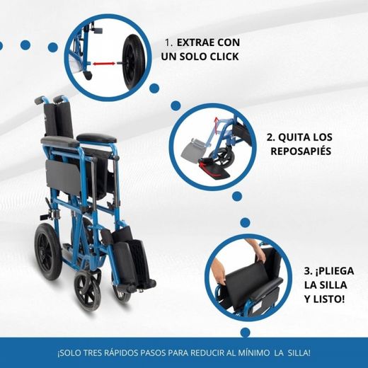 Silla de ruedas plebale, ruedas traseras Extraibles, Marsella