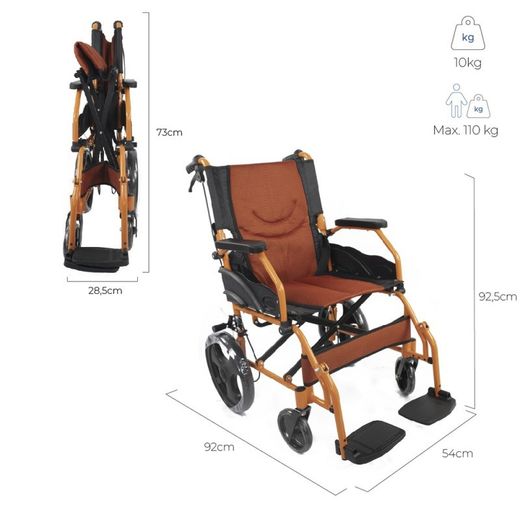 Silla de ruedas, Plegable de Aluminio Freno en manetas Pirámide