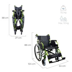 Silla de ruedas plegable de Aluminio  Respaldo partido  Bolonia