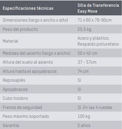 Silla de Transferencia wc Easy Move de Wellell