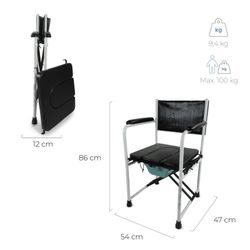 Silla WC inodoro, Plegable ,Con tapa ,acero cromado Ebro