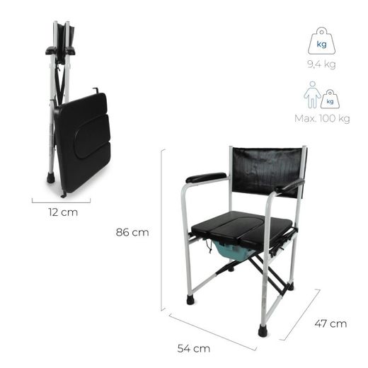 Silla WC inodoro, Plegable ,Con tapa ,acero cromado Ebro