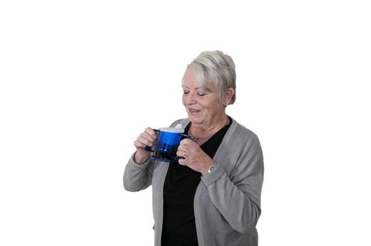 Taza handycup con tapa. Azul