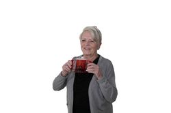 Taza handycup con tapa. Rojo