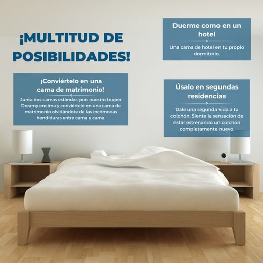 Topper sobrecolchón Confort ,Dos caras  Alto 5cm de  Lino natural de Vicosoft transpirable