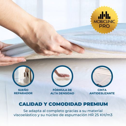 Topper sobrecolchón Confort ,Dos caras  Alto 5cm de  Lino natural de Vicosoft transpirable