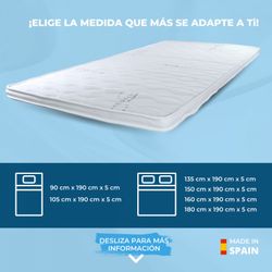 Topper sobrecolchón Confort ,Dos caras  Alto 5cm de  Lino natural de Vicosoft transpirable