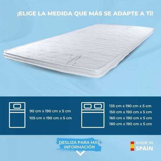 Topper sobrecolchón Confort ,Dos caras  Alto 5cm de  Lino natural de Vicosoft transpirable
